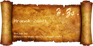 Hranek Zsolt névjegykártya